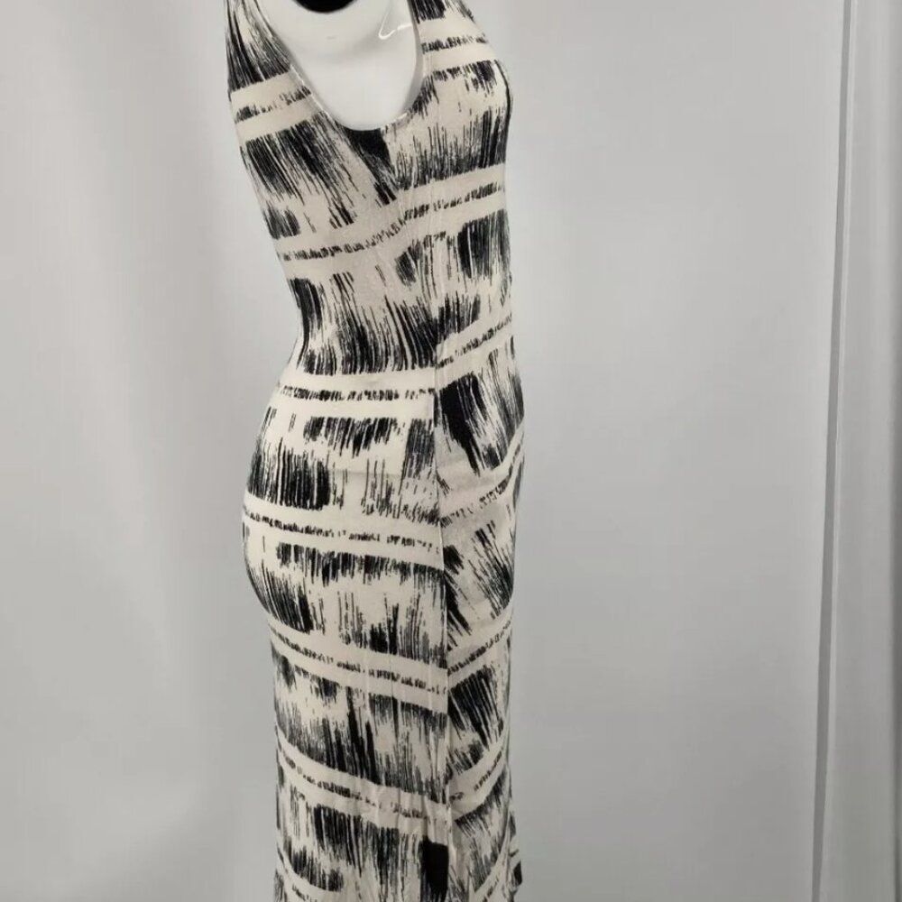 Anthropologie Deletta Dress Small Black White Striped abstract Jersey Stretch S - Picture 4 of 10